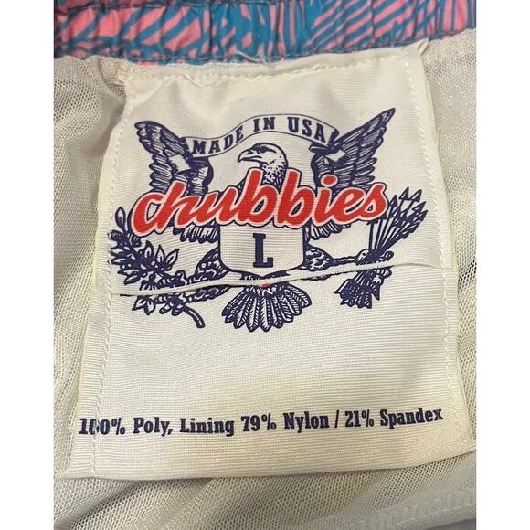 CHUBBIES | Pink and Blue Palm Print Swim Trunks | Size Large - Picture 6 of 7